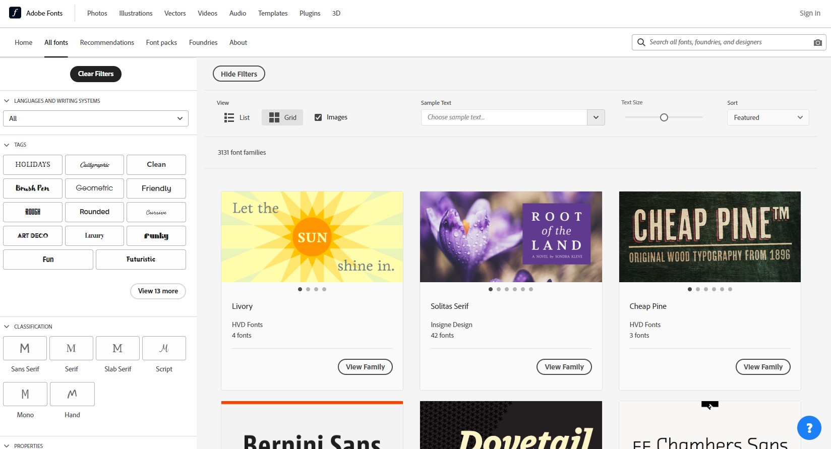 Screenshot strony Adobe fonts