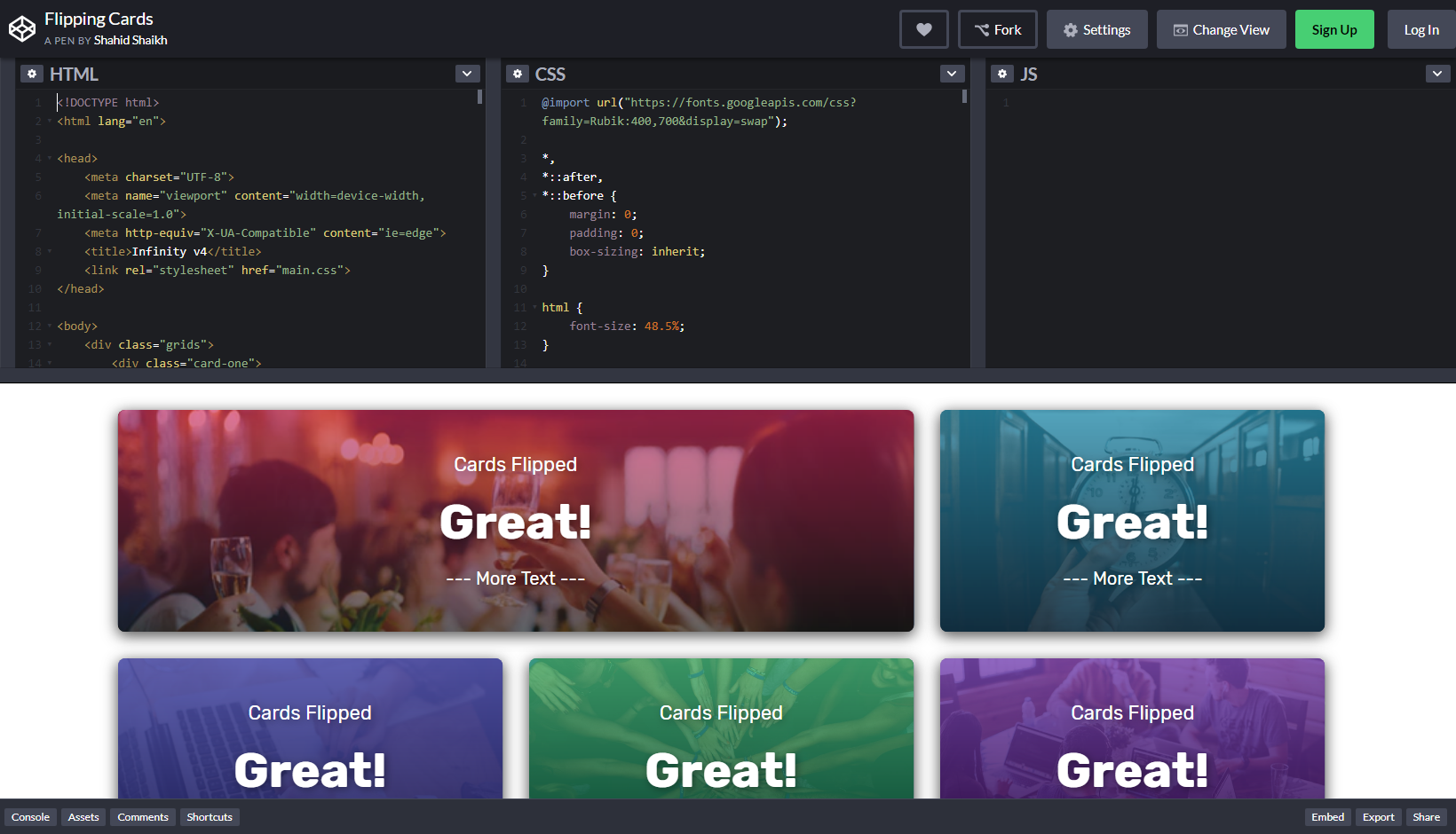 Screenshot strony Codepen