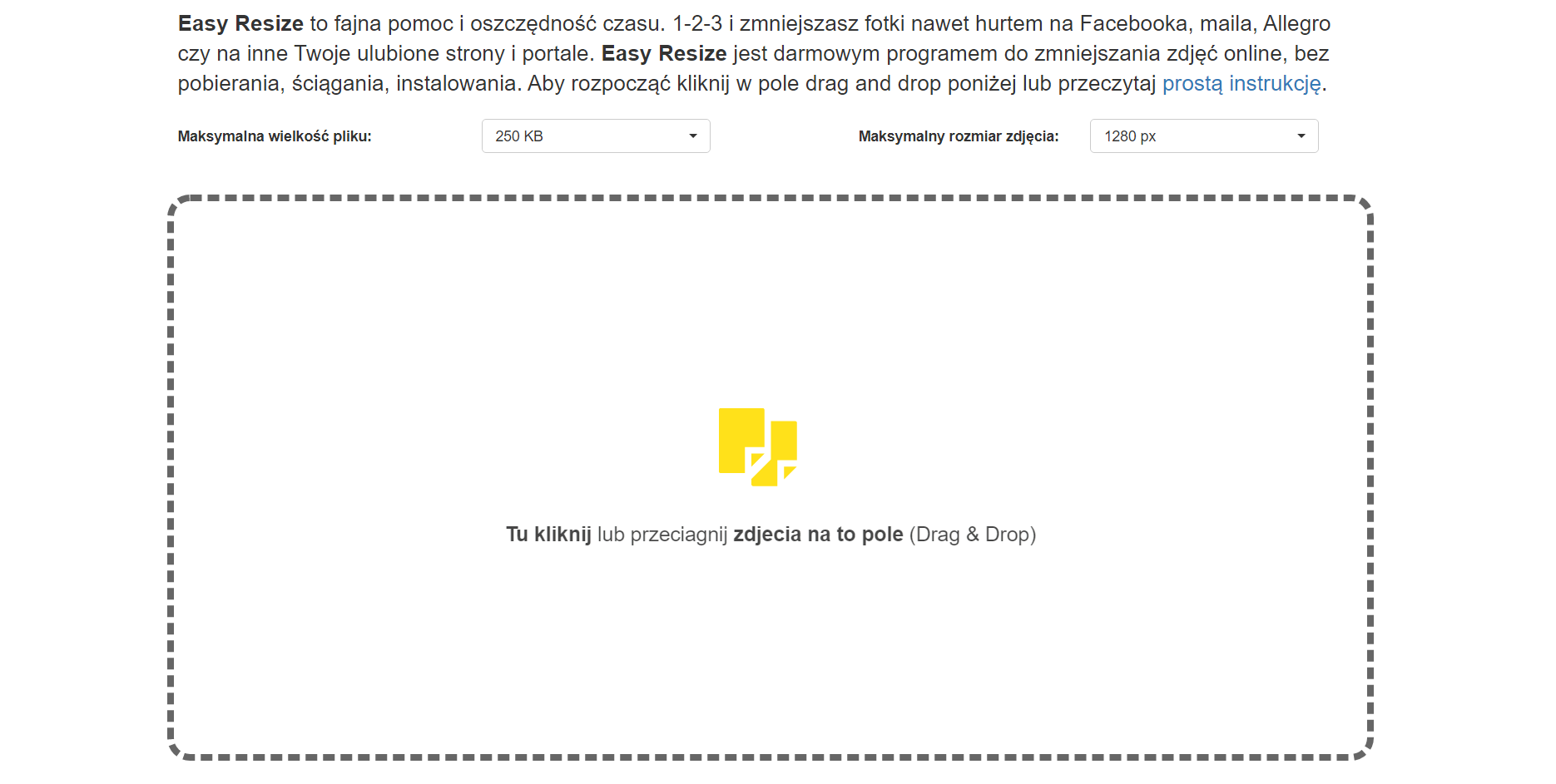 Screenshot strony EasyResize