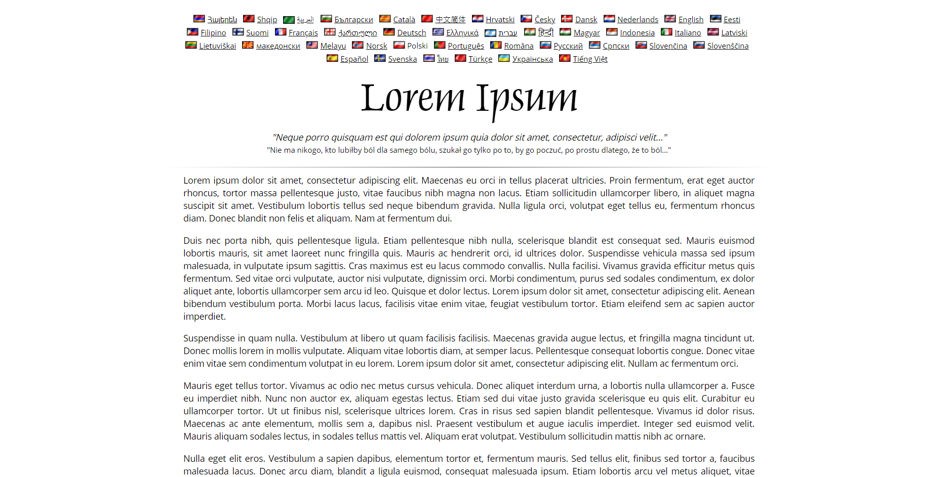 Screenshot strony Lorem Ipsum