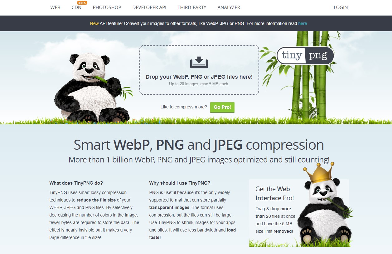 Screenshot strony TinyPNG